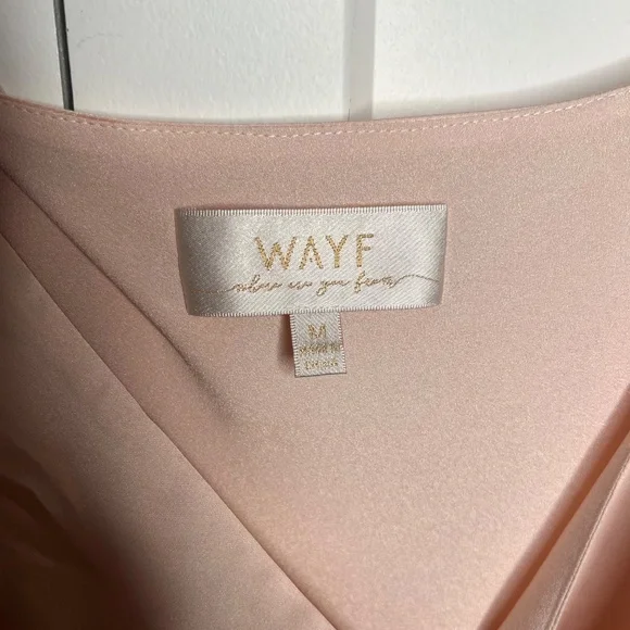 WAYF The Bea Faux Wrap V Neck Satin Maxi Formal Gown Women's Size Medium - Picture 6 of 9